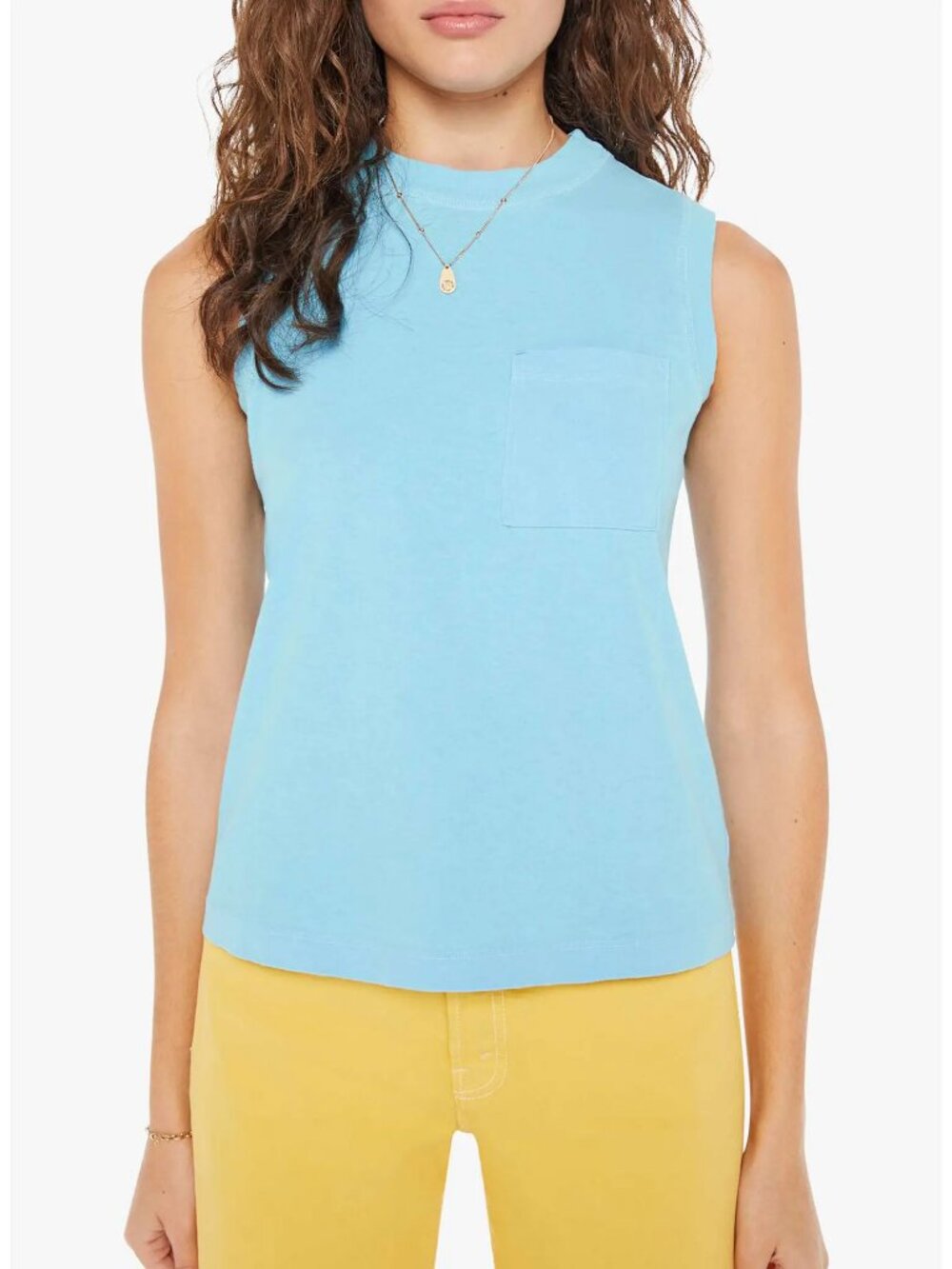 Mother Mock 10 Tee Shirt Sleeveless Pocket Tank Top Sky Blue